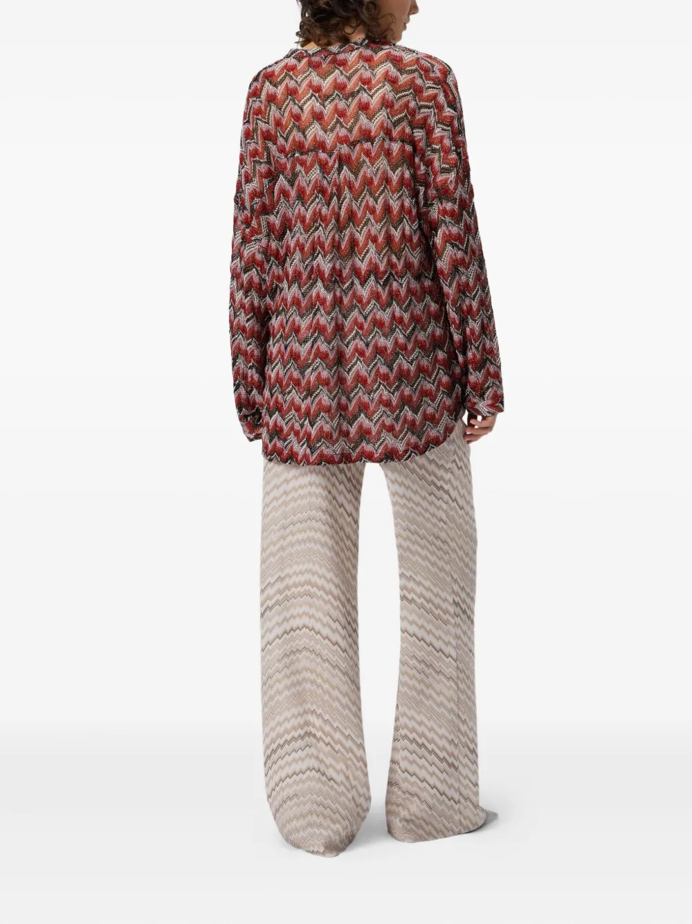 Missoni Chevron-pattern Knit Top In Red