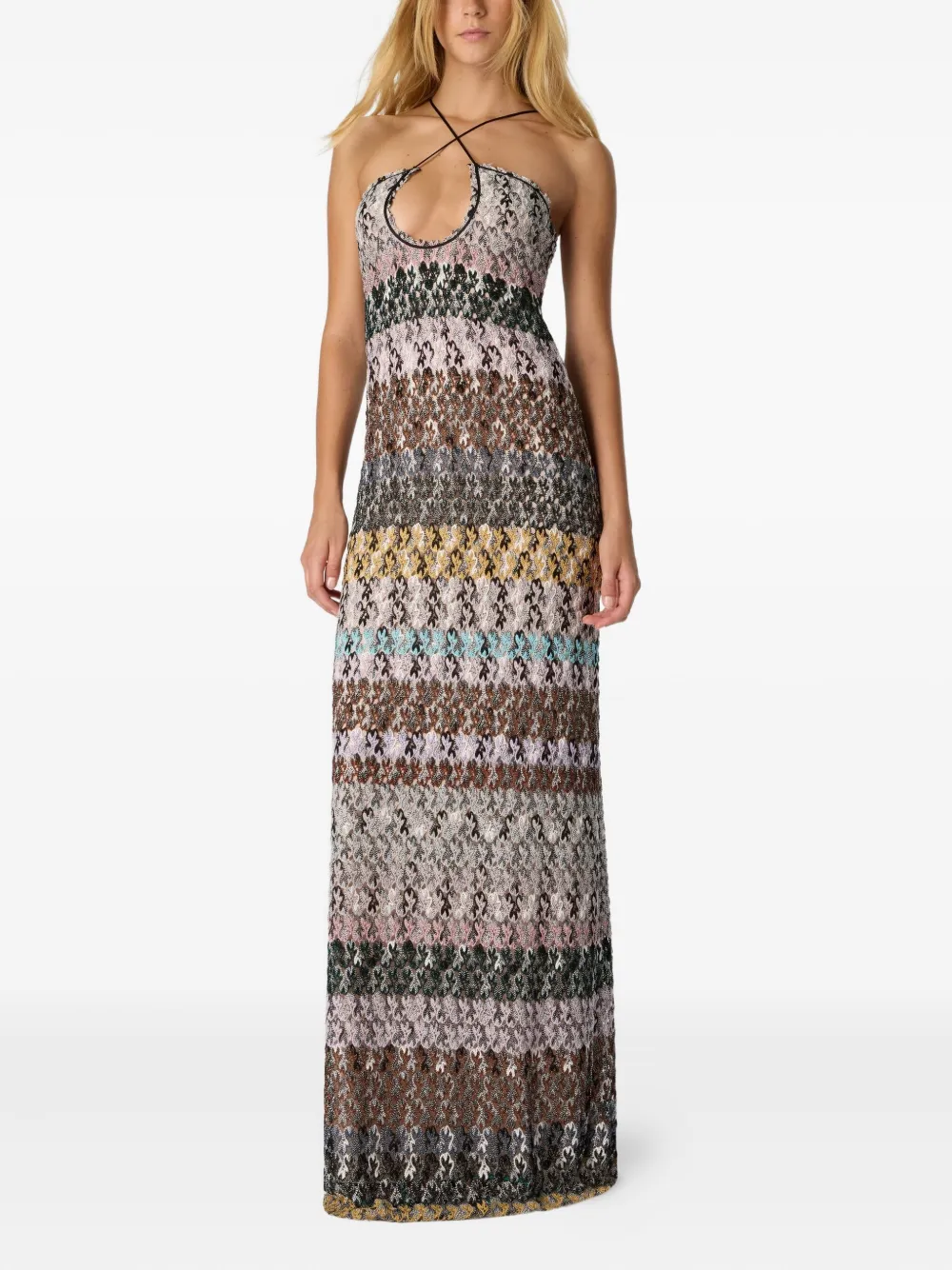 Missoni crossover patterned maxi dress - Beige