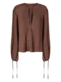 Missoni textured tie-neck top - Brown