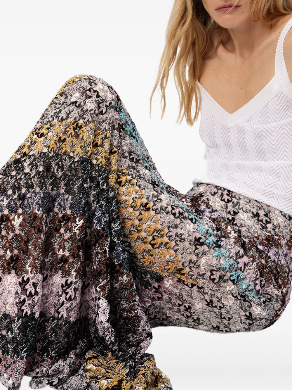 Missoni zigzag-lace maxi skirt Zwart