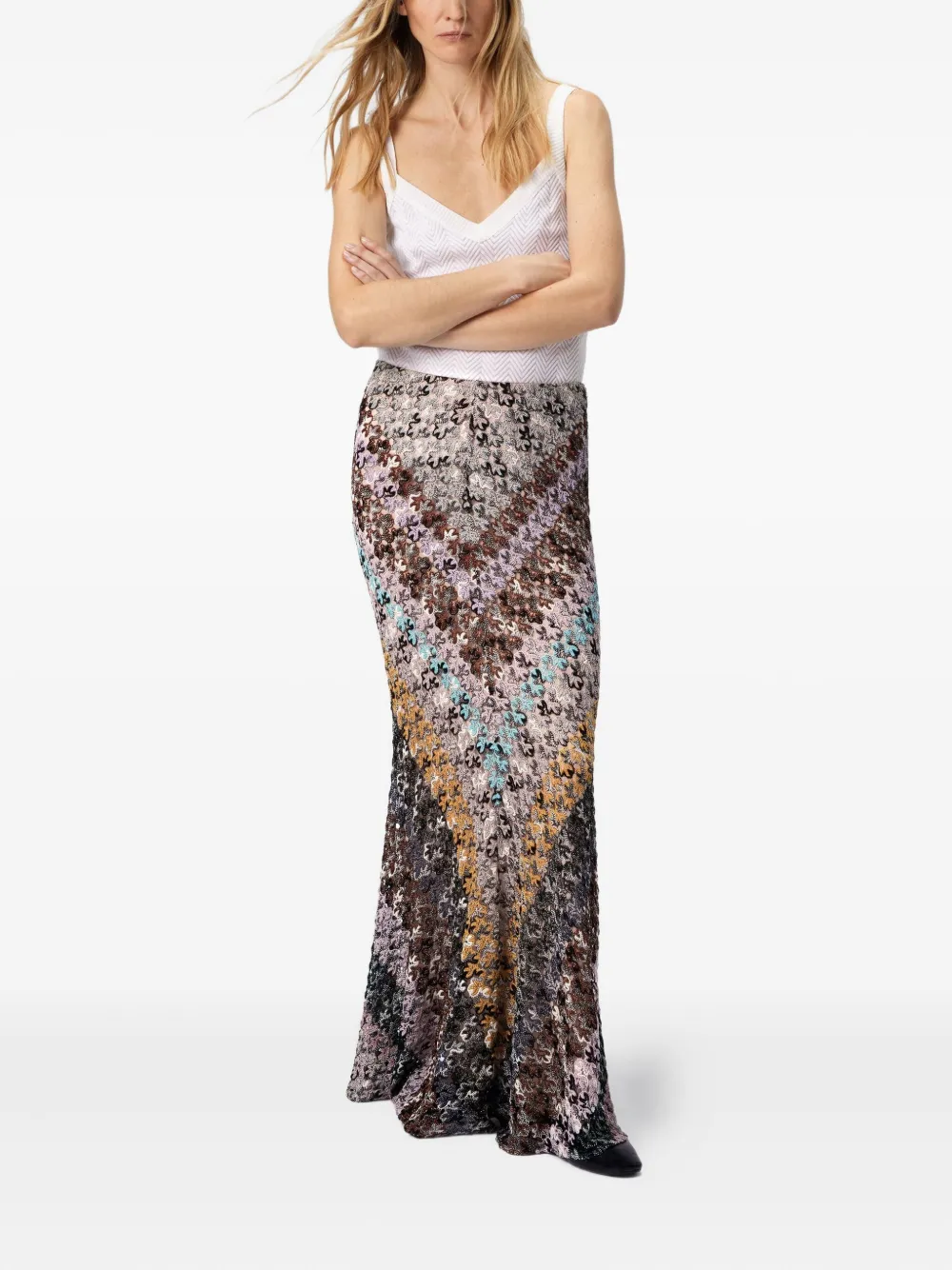 Missoni zigzag-lace maxi skirt Zwart