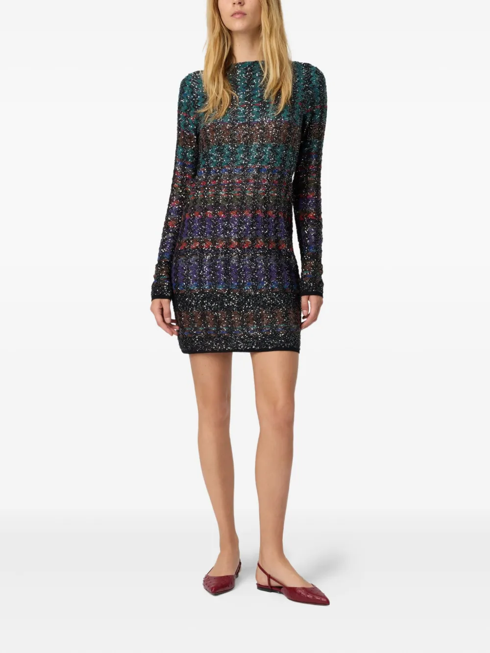 Missoni sequin-embellished patterned mini dress Blauw