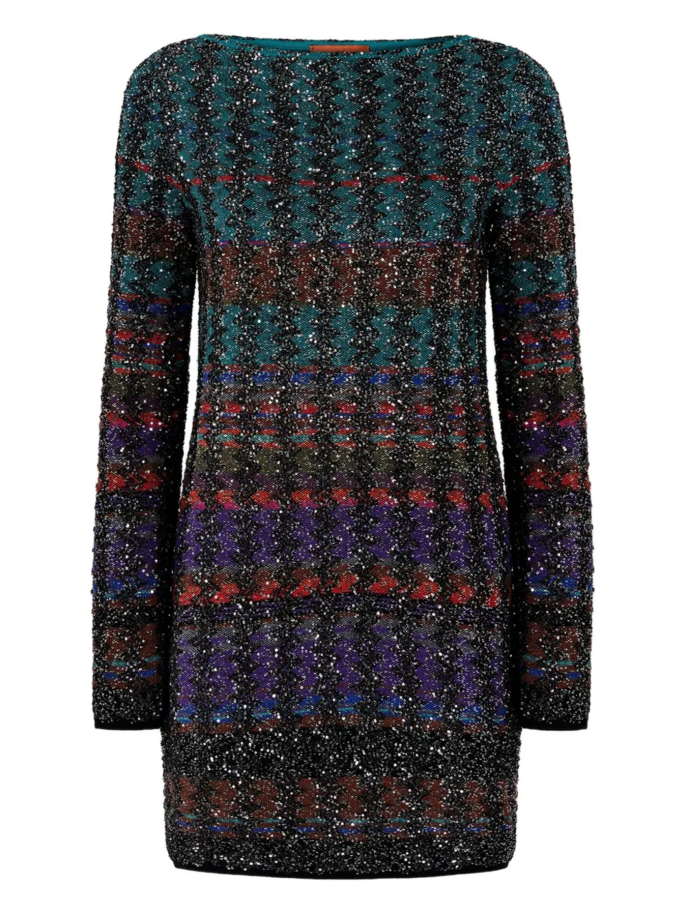Missoni sequin-embellished patterned mini dress Blauw