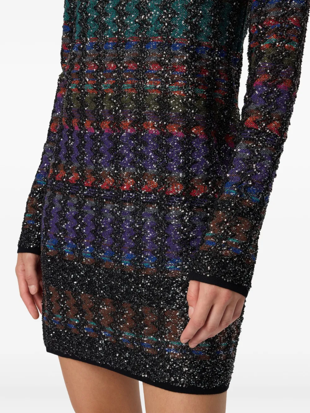 Missoni sequin-embellished patterned mini dress Blauw