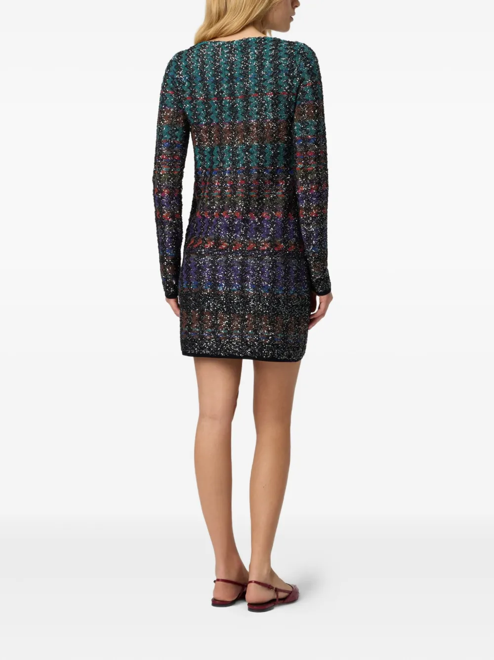 Missoni sequin-embellished patterned mini dress Blauw