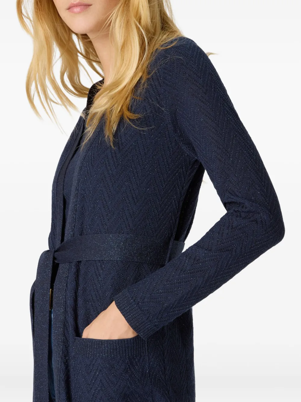 Missoni Vest met chevron-patroon en ceintuur Blauw