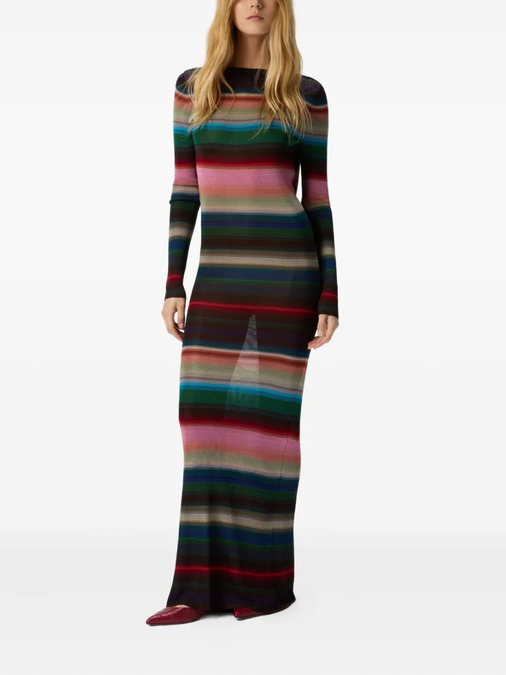 Missoni Gestreepte maxi-jurk met open rug Zwart
