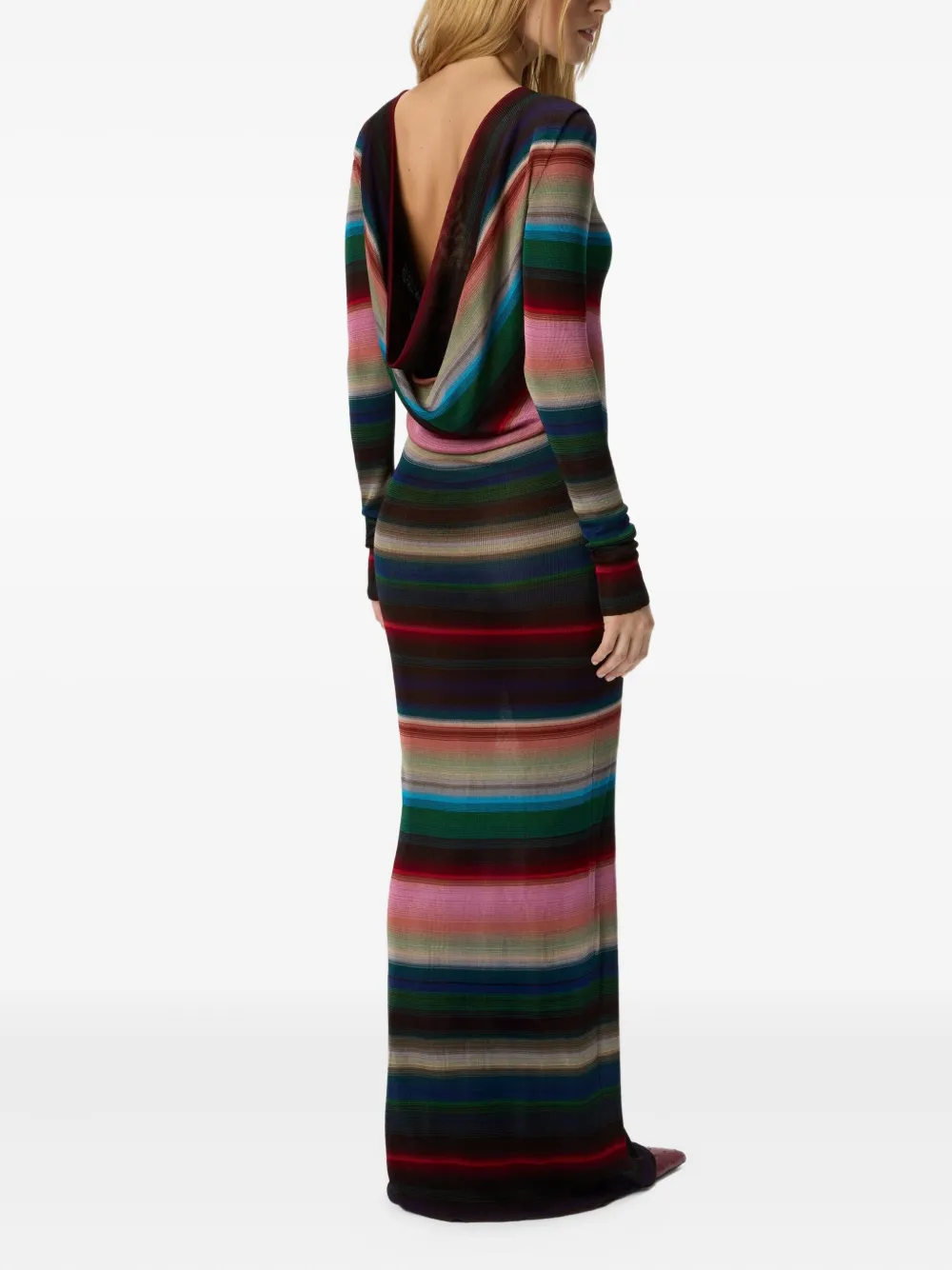 Missoni Gestreepte maxi-jurk met open rug Zwart