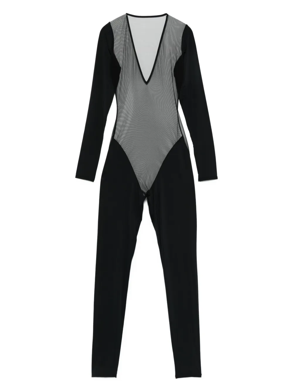 Maison Close Pure Tentation catsuit met mesh en lange mouwen Zwart