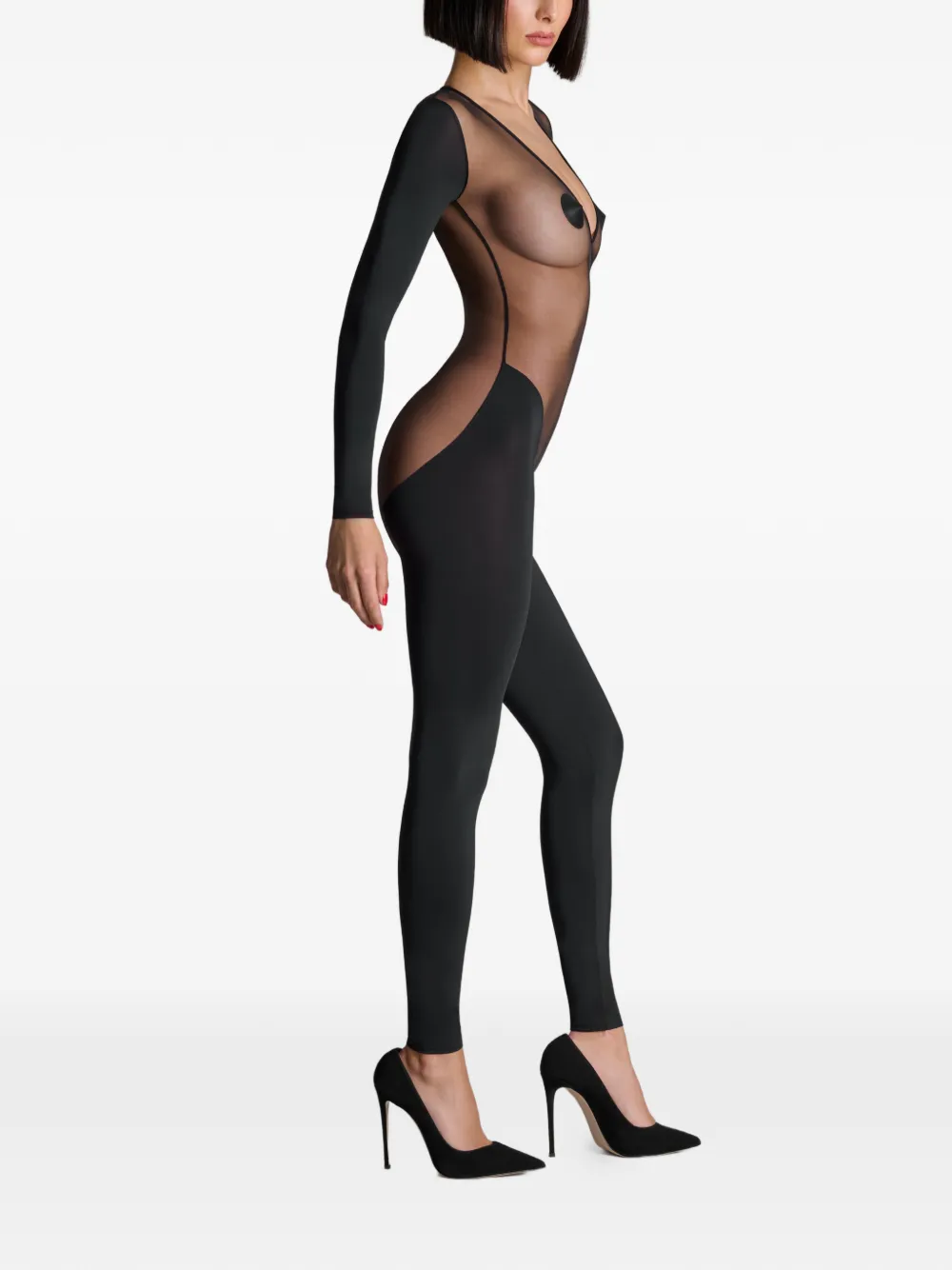 Maison Close Pure Tentation catsuit met lange mouwen en open rug Zwart