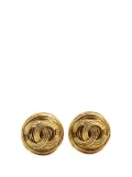 CHANEL Pre-Owned 1994 Gold Plated CC Round Clip On Earrings costume earrings