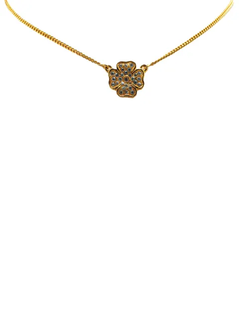 CHANEL Pre-Owned 1970-1980 Gold Plated Rhinestones Clover Pendant Necklace costume necklace