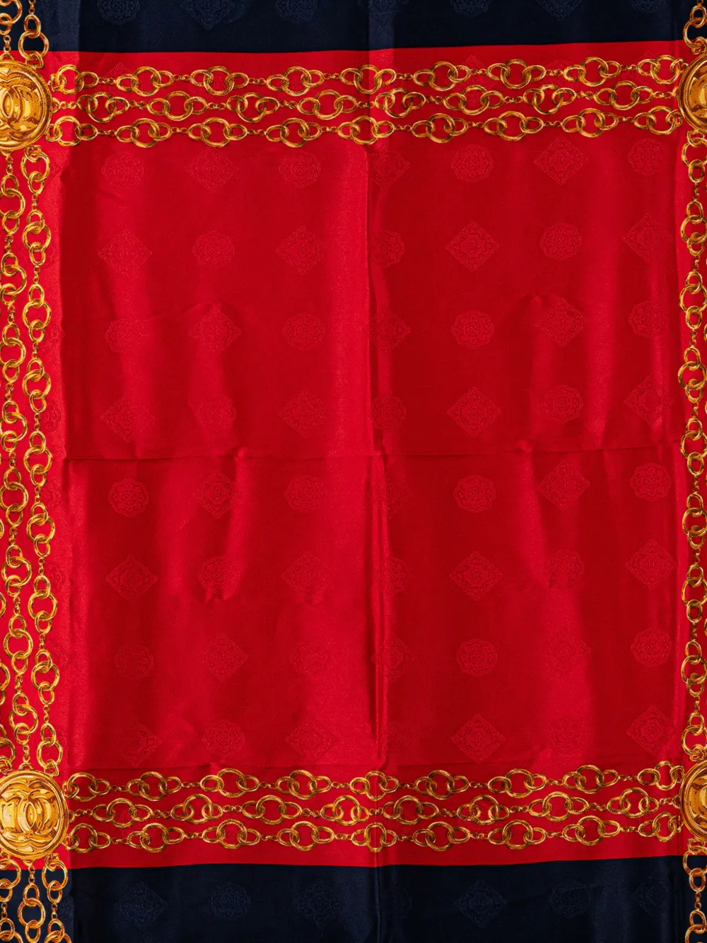 Pre-owned Chanel 20th Century Cc Chain Silk Scarf Scarves