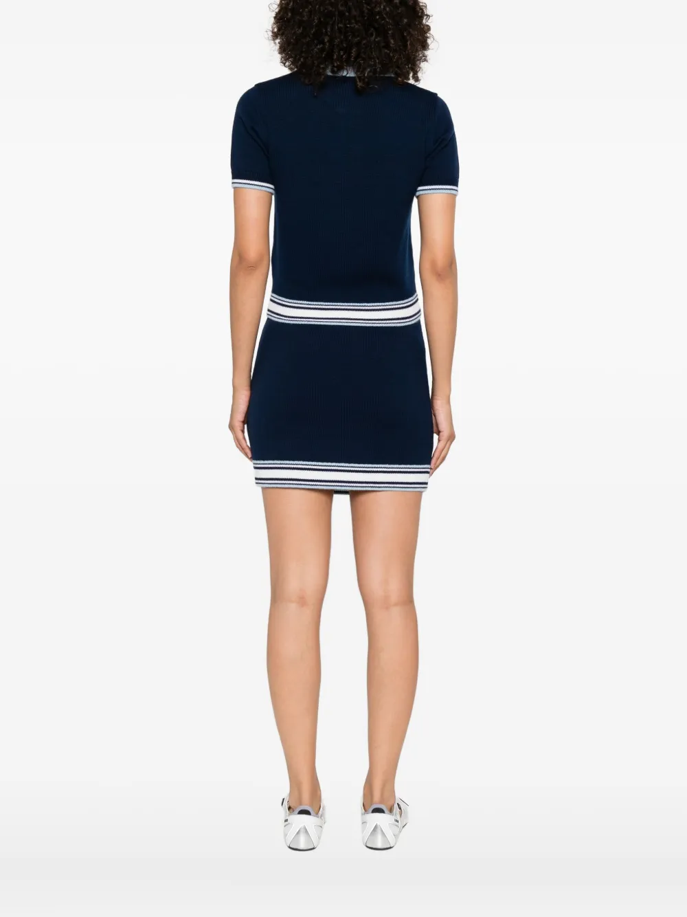 Casablanca zip-front striped knit top Blauw