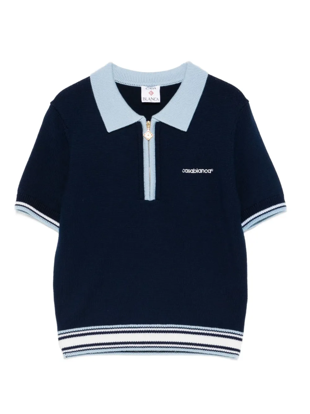 Casablanca zip-front striped knit top Blauw