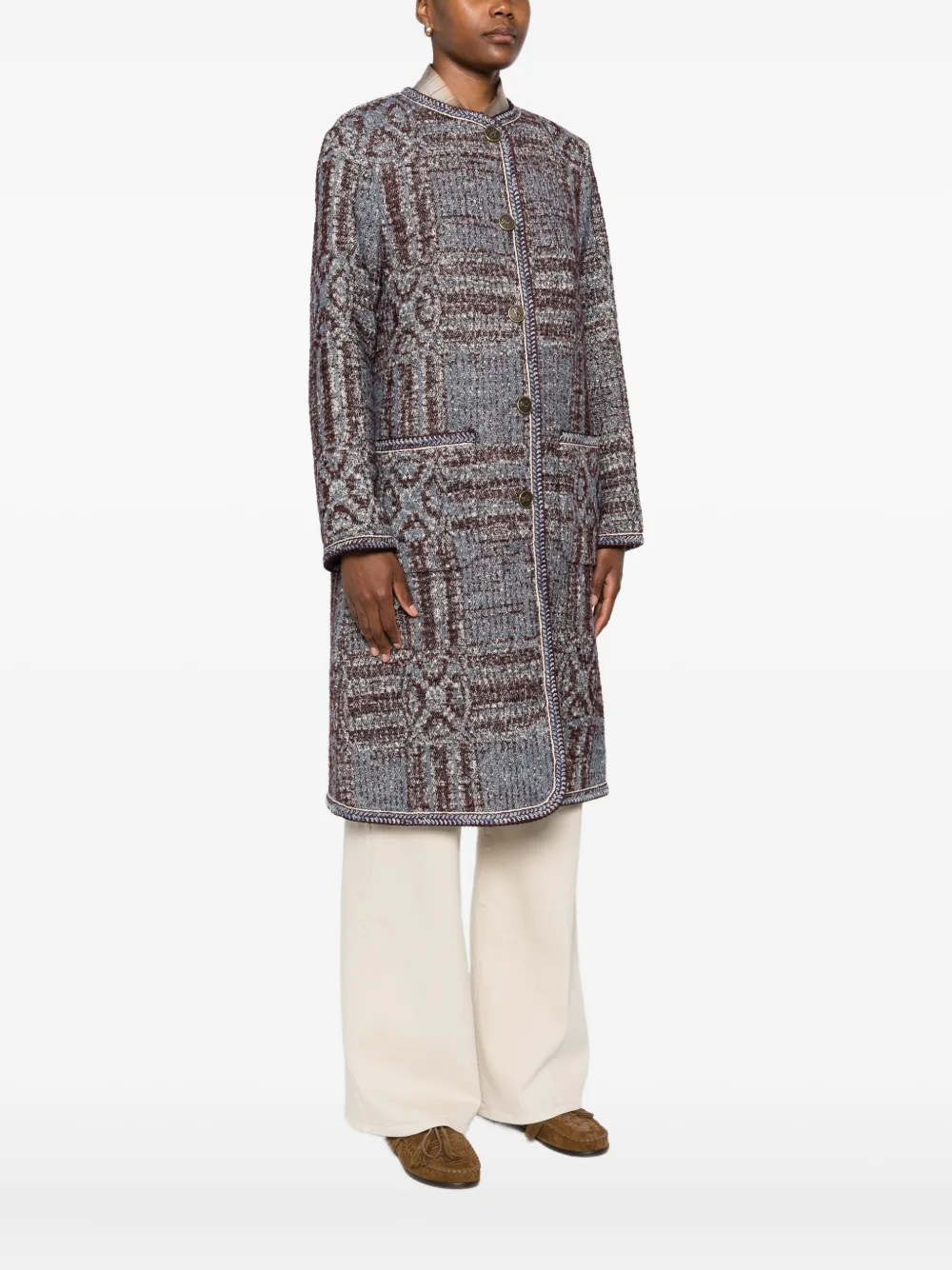 ETRO Bouclé jas met jacquard Grijs