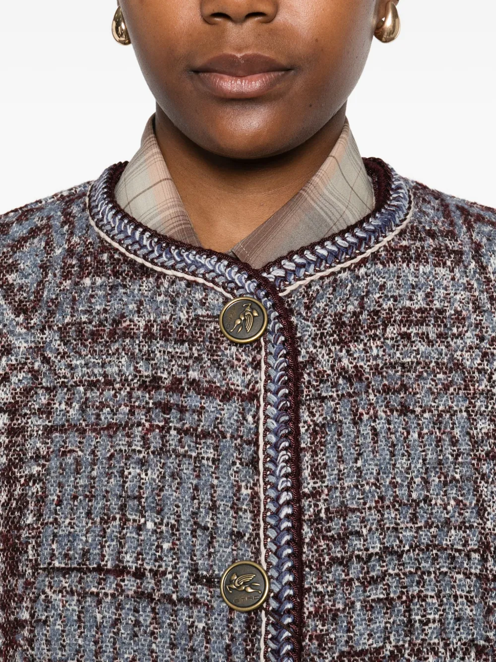 ETRO Bouclé jas met jacquard Grijs