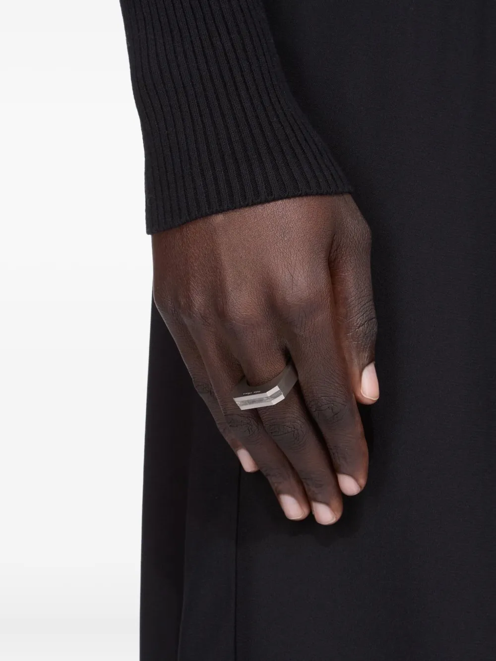 Rick Owens Geometric Brass Ring Polished Finish In Metallic