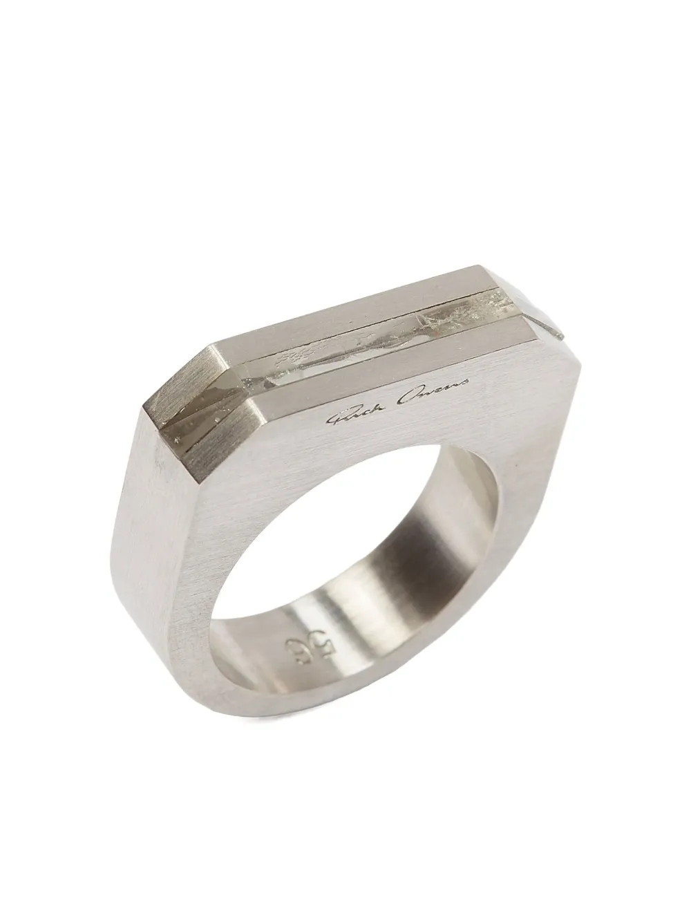 Rick Owens Geometric Brass Ring Polished Finish In Metallic