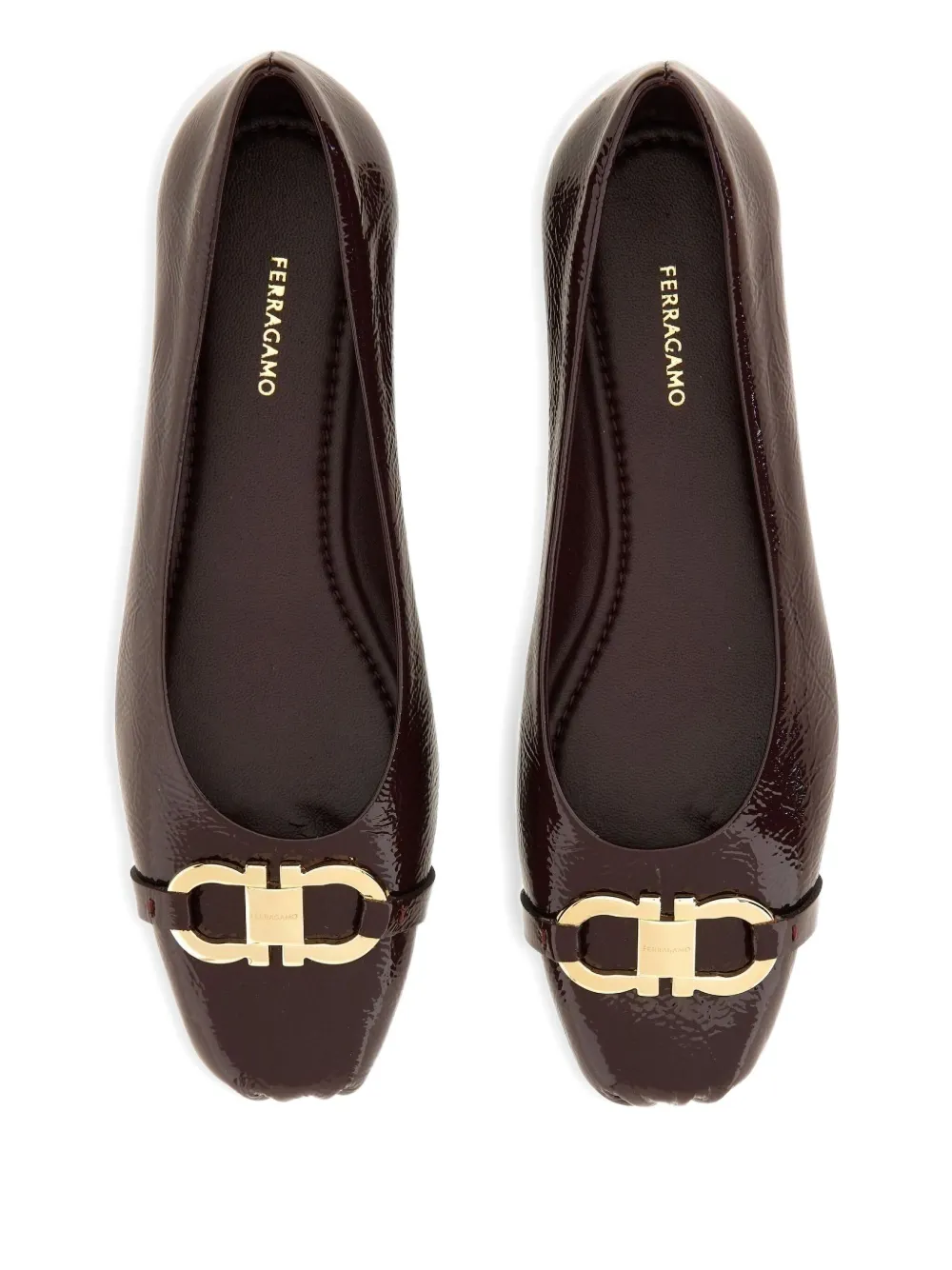 Ferragamo Ballerina's met gesp Bruin