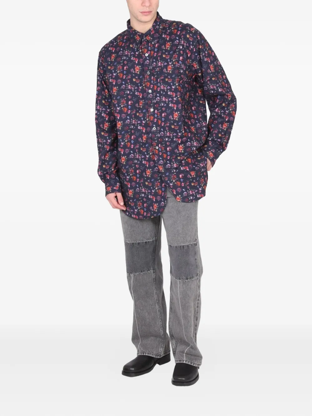 Engineered Garments floral-print shirt - Blauw