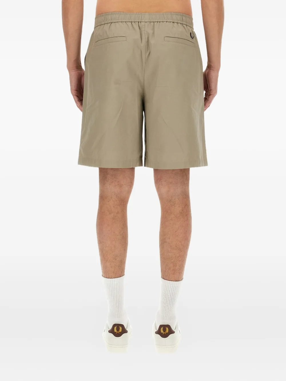 Fred Perry Elasticated Cotton Shorts In Green