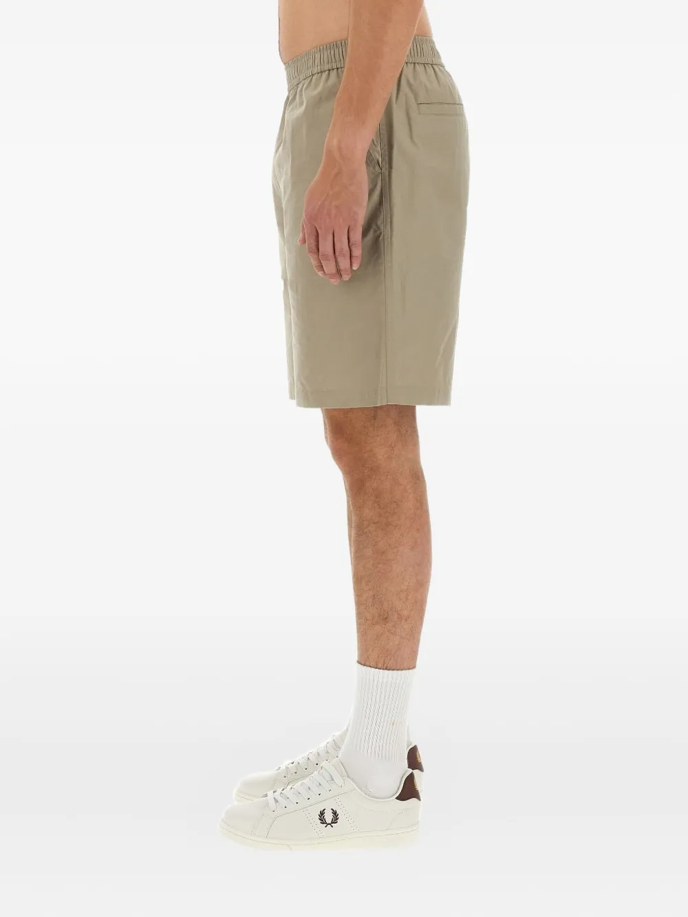 Fred Perry Elasticated Cotton Shorts In Green