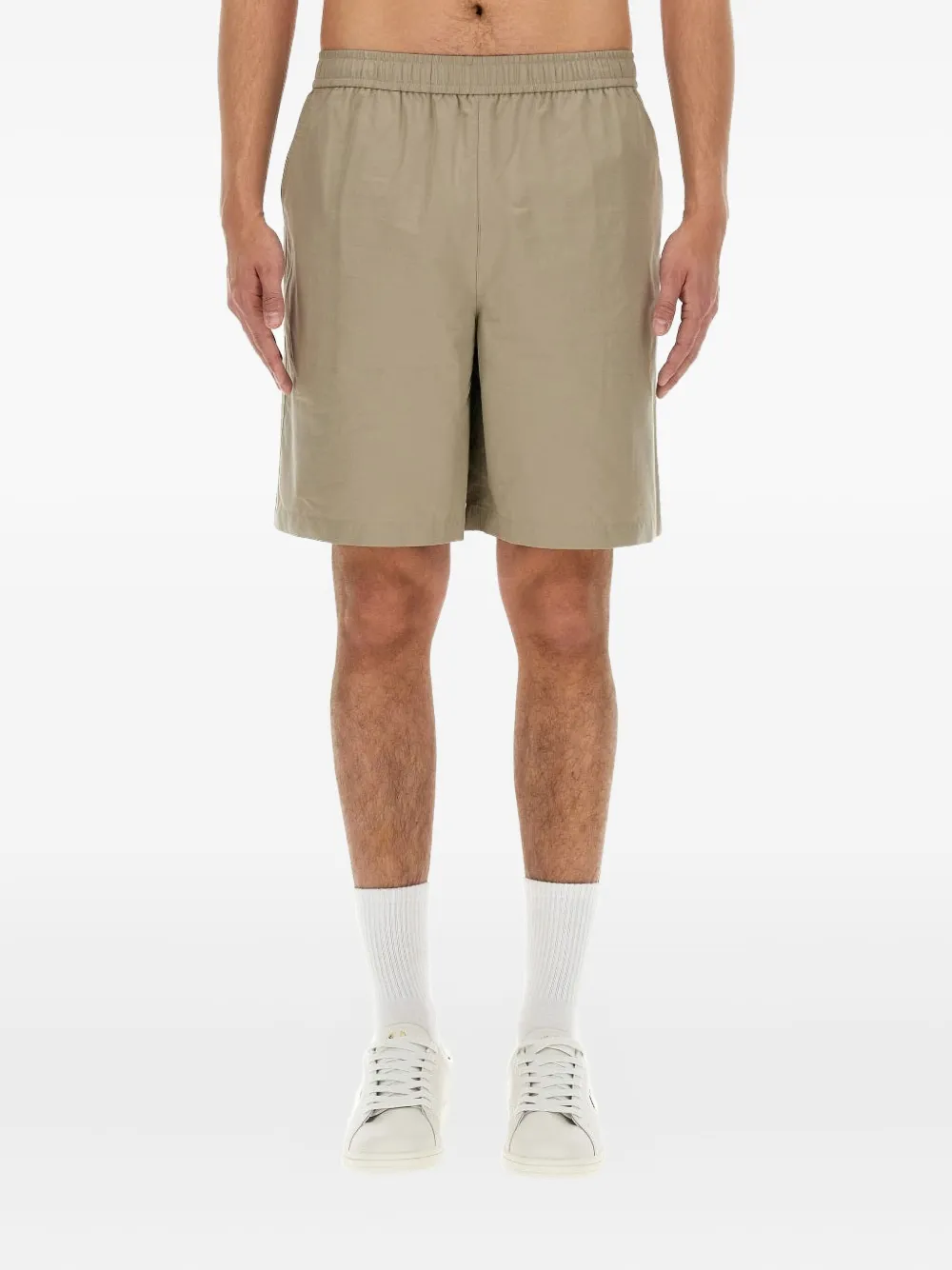 Fred Perry Elasticated Cotton Shorts In Green