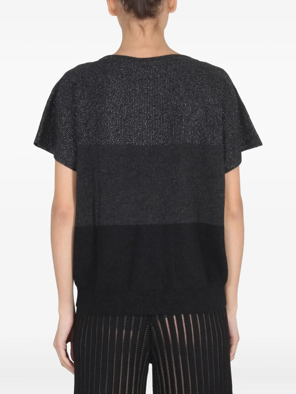 Fabiana Filippi Striped Wool T-shirt In Gray