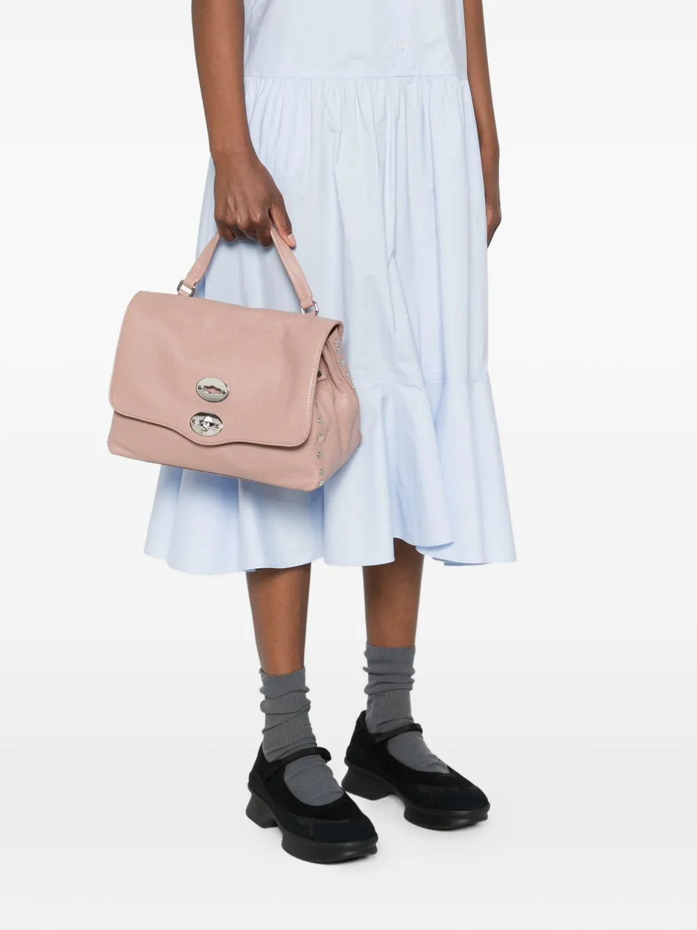 Zanellato Postina shopper met klep en studs Roze