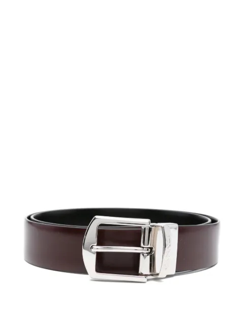 Canali leather silver-buckle belt