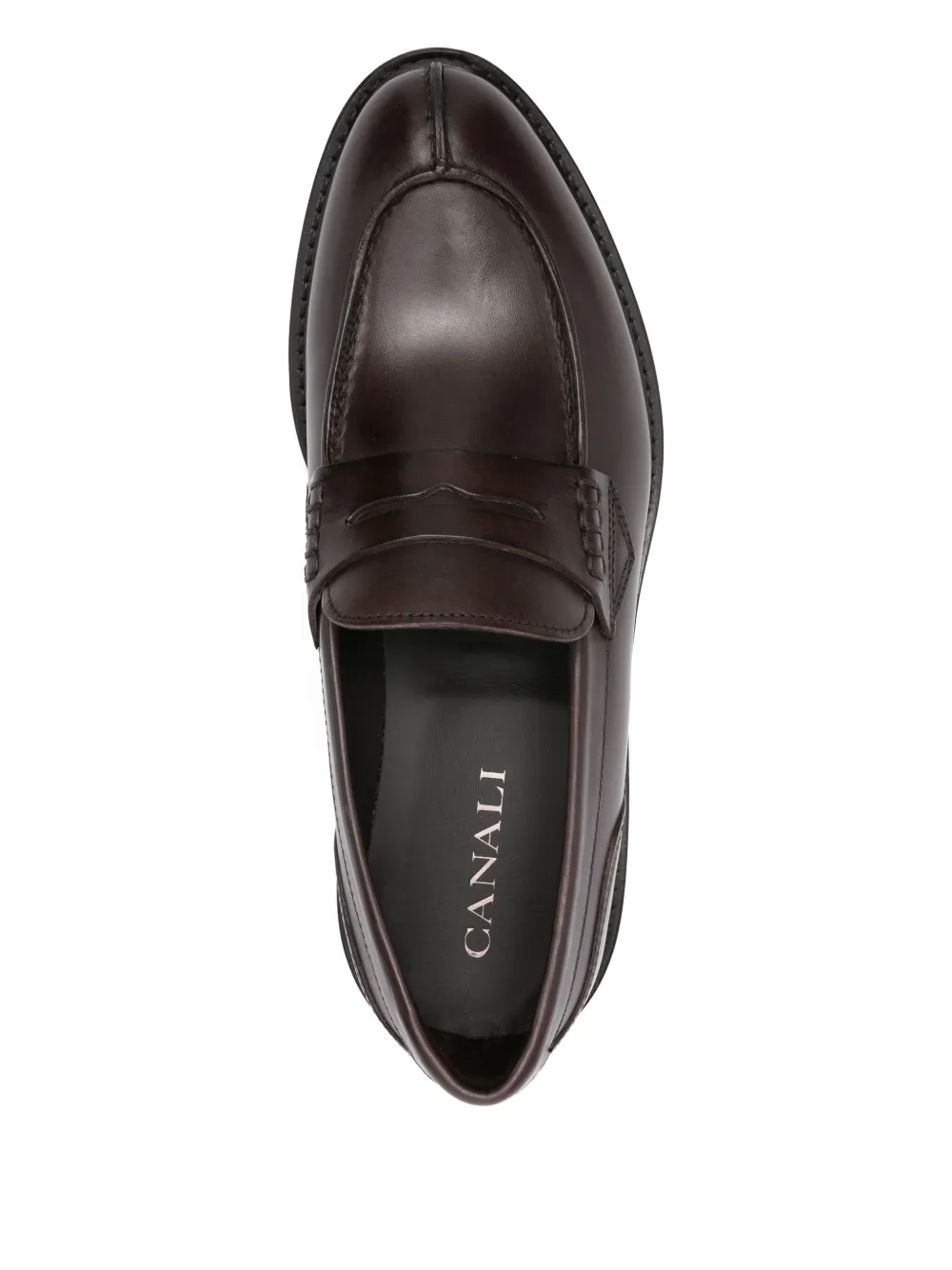 Canali Brown Leather College With Pennypack And Eva Sole Loafers In Brown