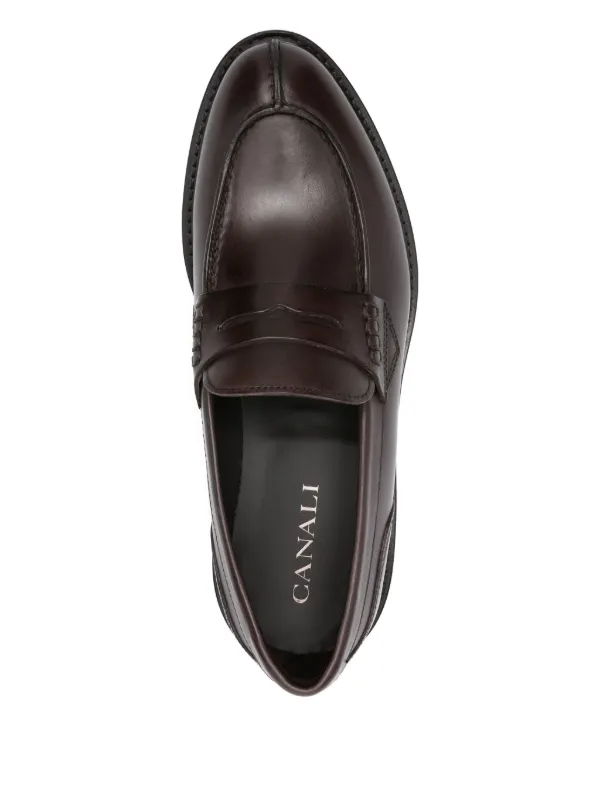 Canali Penny Leather Loafers | Brown | FARFETCH
