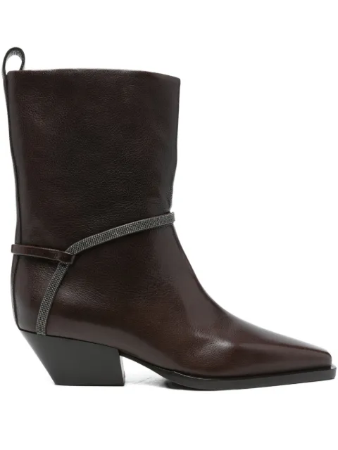 Brunello Cucinelli leather cowboy boots