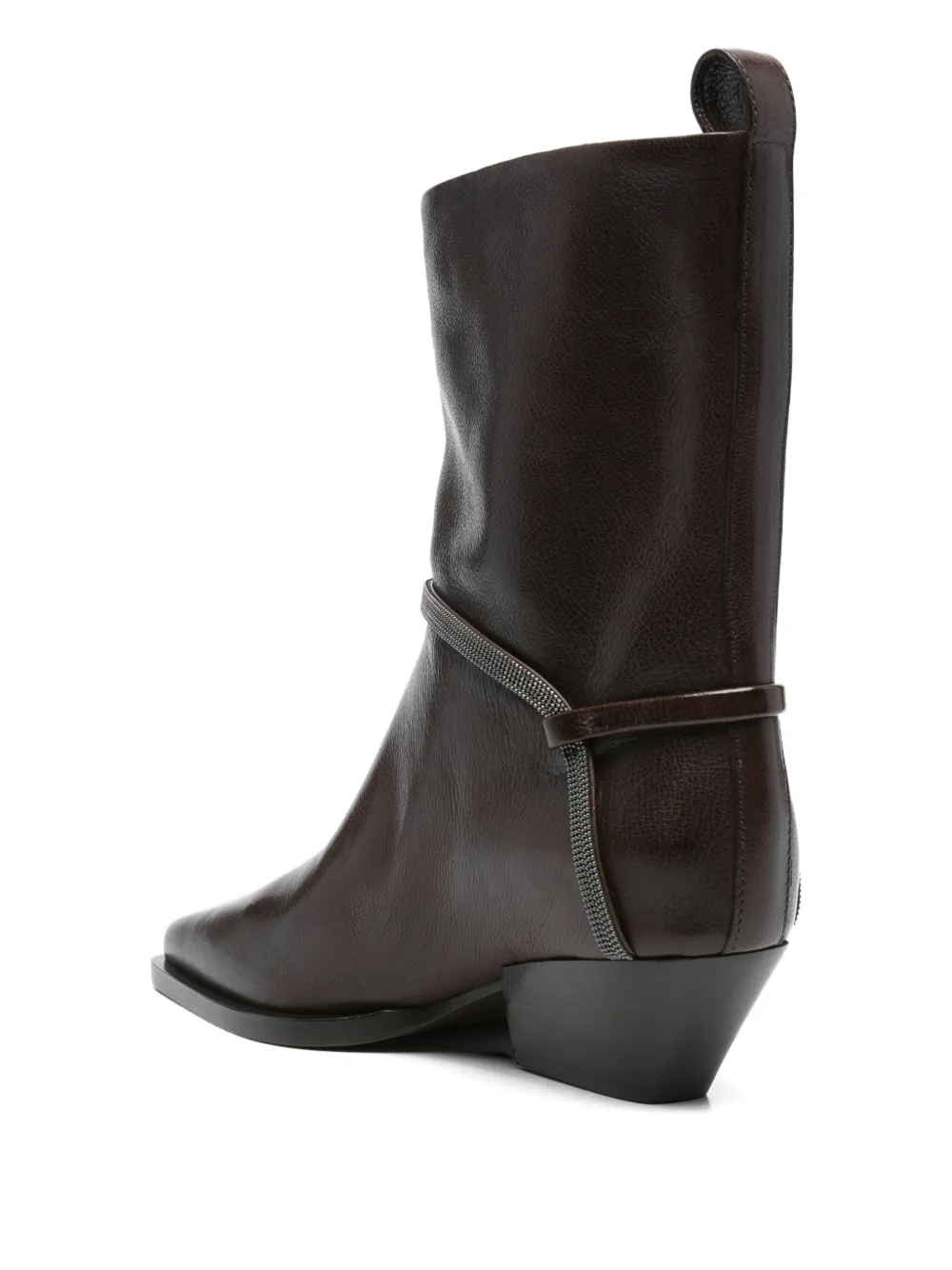 Brunello Cucinelli leather cowboy boots Brown