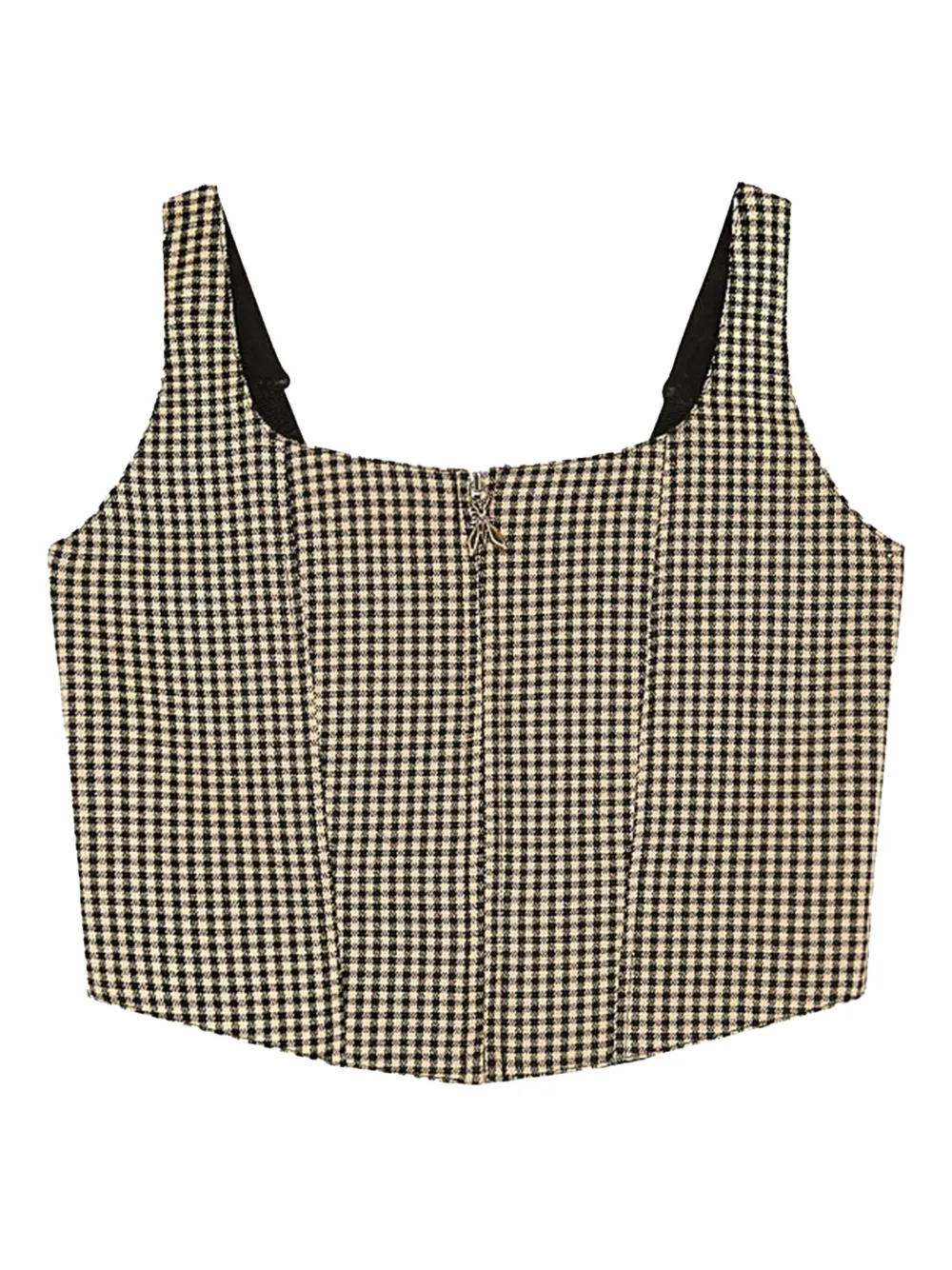 Patrizia Pepe check-print zip-front top Beige
