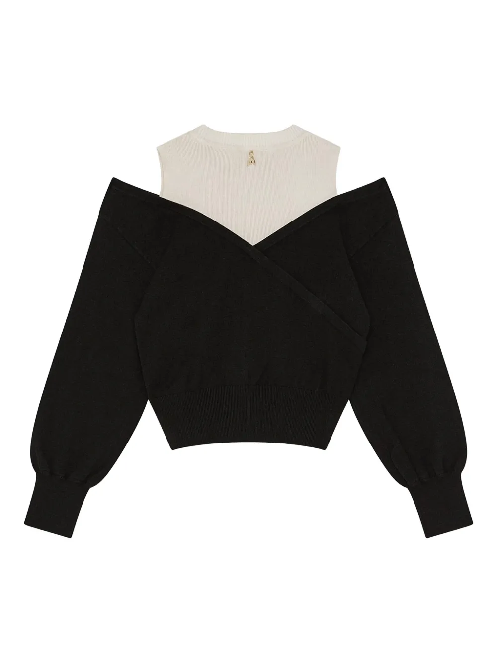 Patrizia Pepe girl Off-shoulder gelaagde sweater Zwart