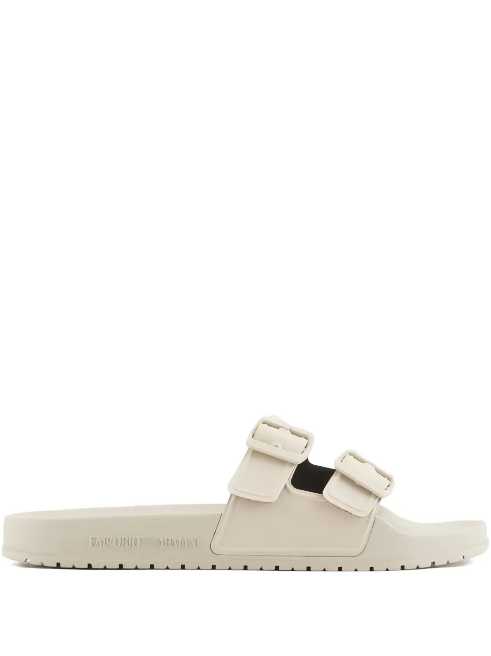 Emporio Armani double buckle slides Neutrals