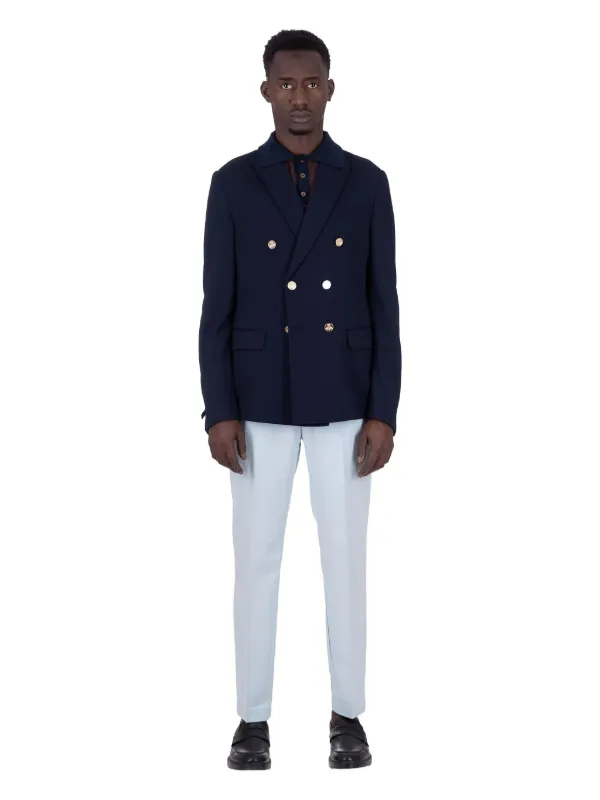 Daniele Alessandrini double-breasted gold-button Blazer | Blue | FARFETCH