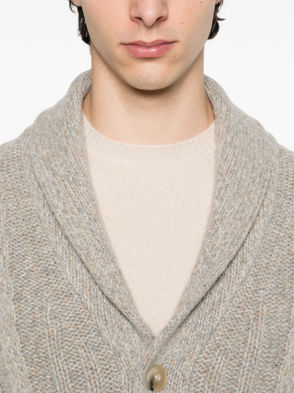 Fedeli cable-knit shawl-collar cardigan Grijs