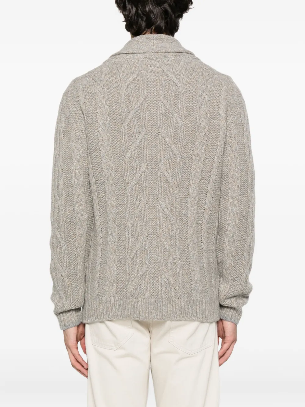Fedeli cable-knit shawl-collar cardigan Grijs