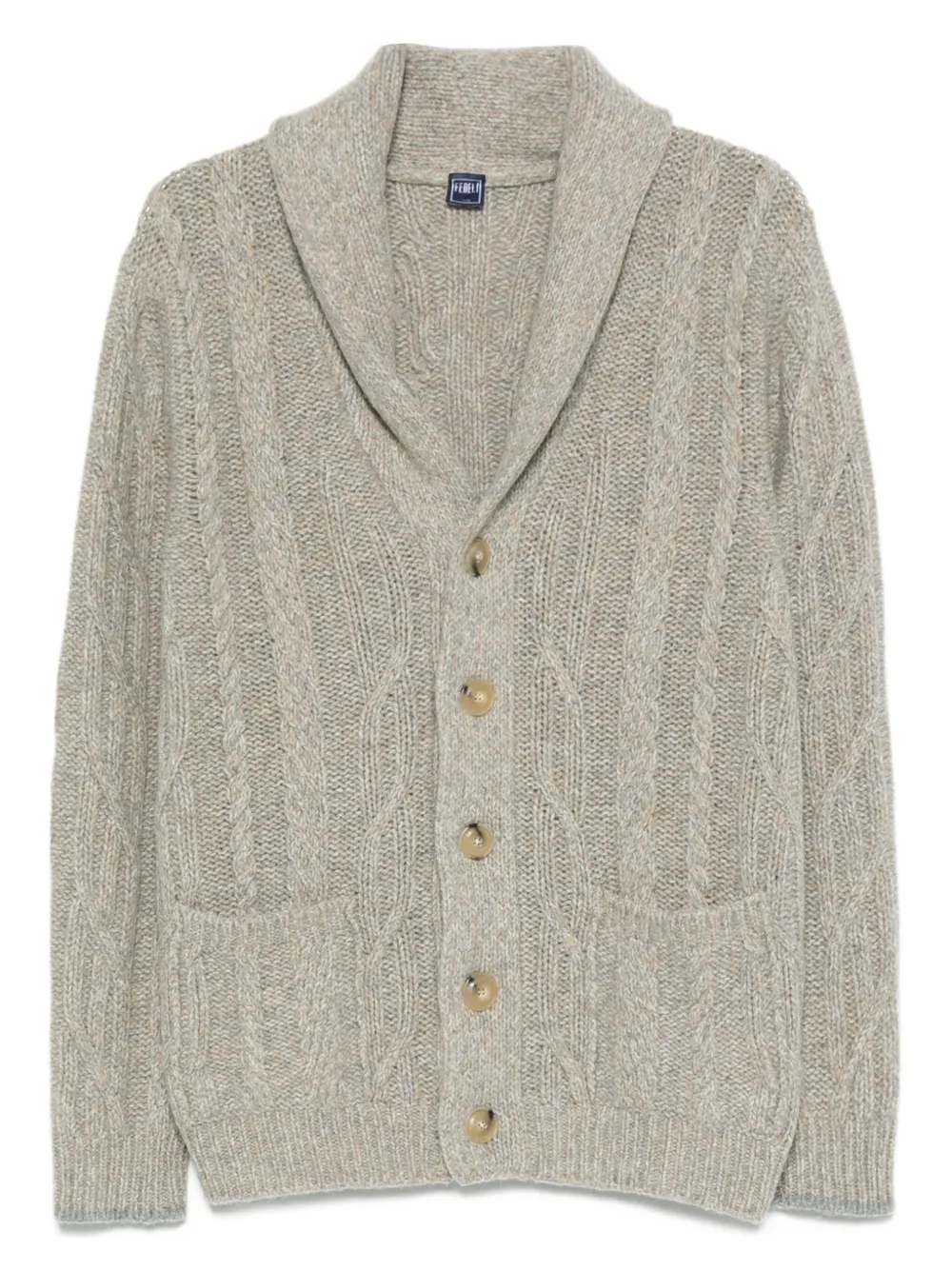 Fedeli cable-knit shawl-collar cardigan Grijs