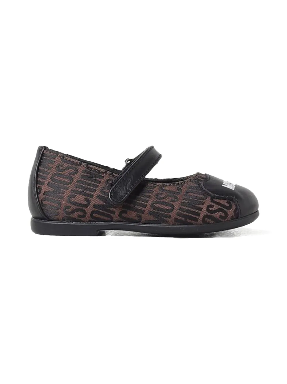 Moschino Kids logo-print ballerina shoes Brown