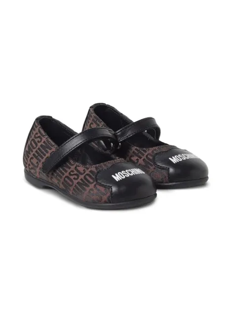 Moschino Kids logo-print ballerina shoes