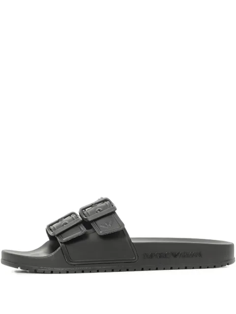 Emporio Armani double-buckle slides