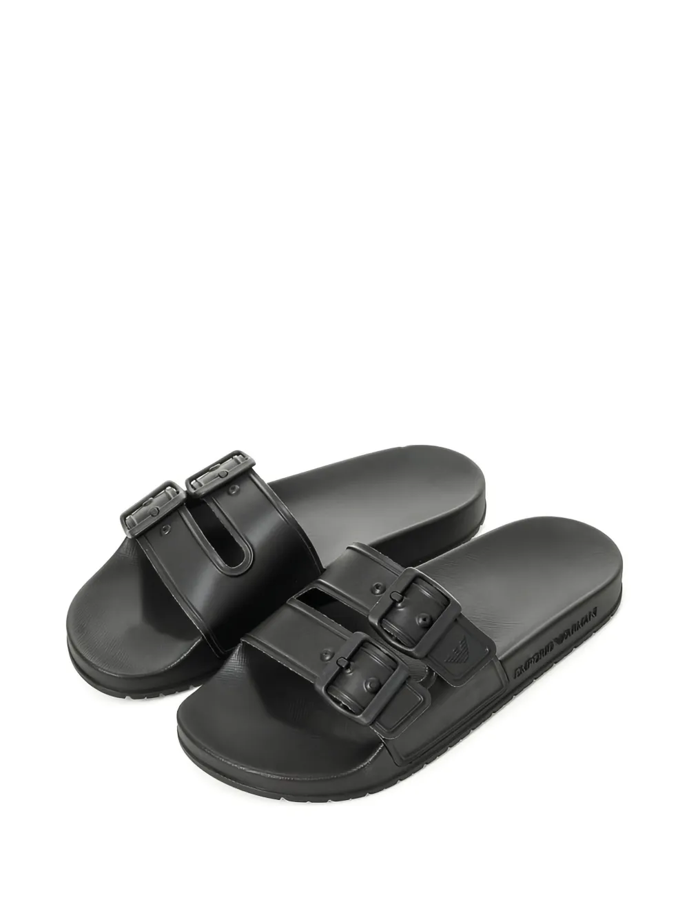 Emporio Armani double-buckle slides Black