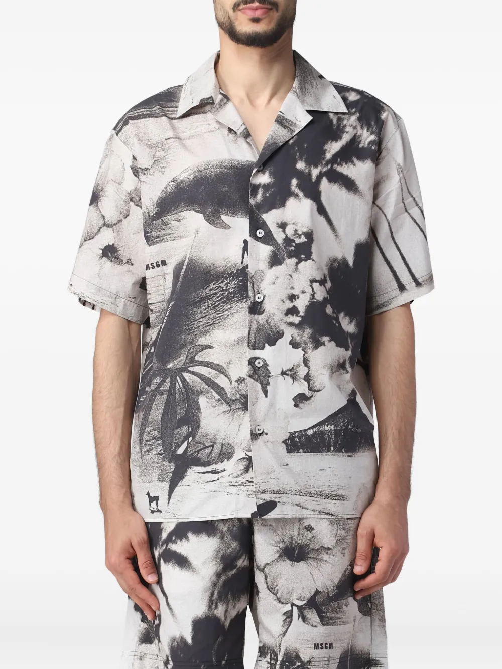 MSGM Overhemd met grafische print Wit