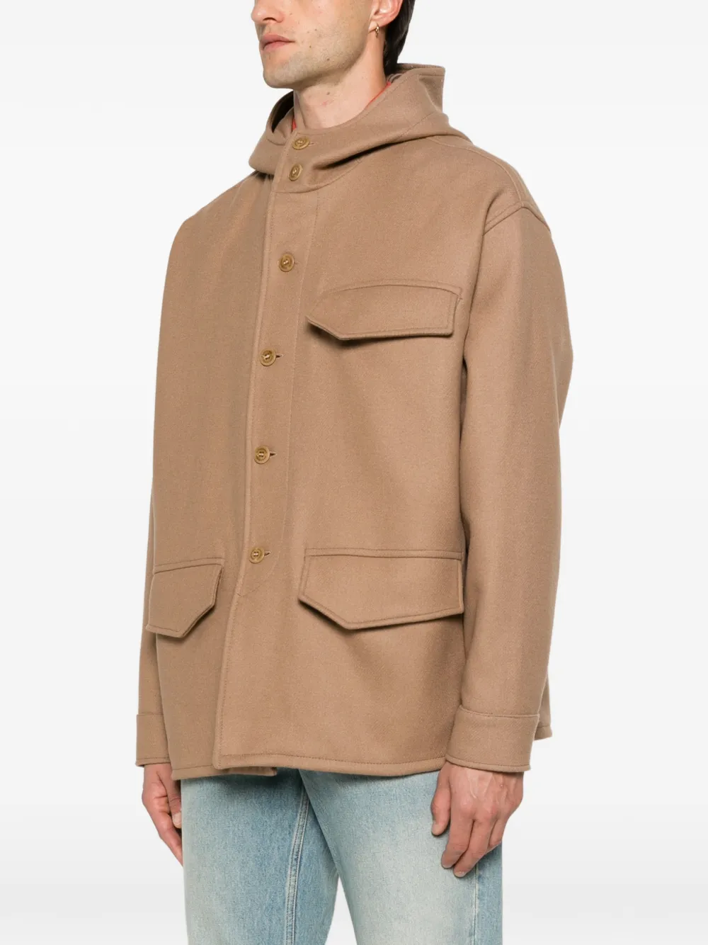 Ih Nom Uh Nit Jas met capuchon en klepzak Beige