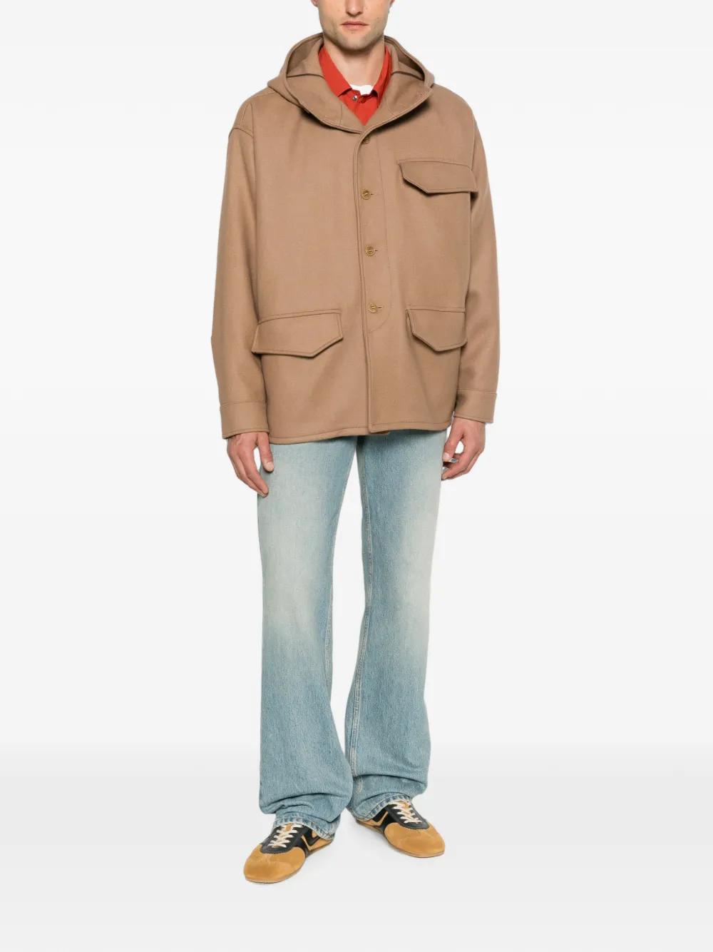 Ih Nom Uh Nit Jas met capuchon en klepzak Beige