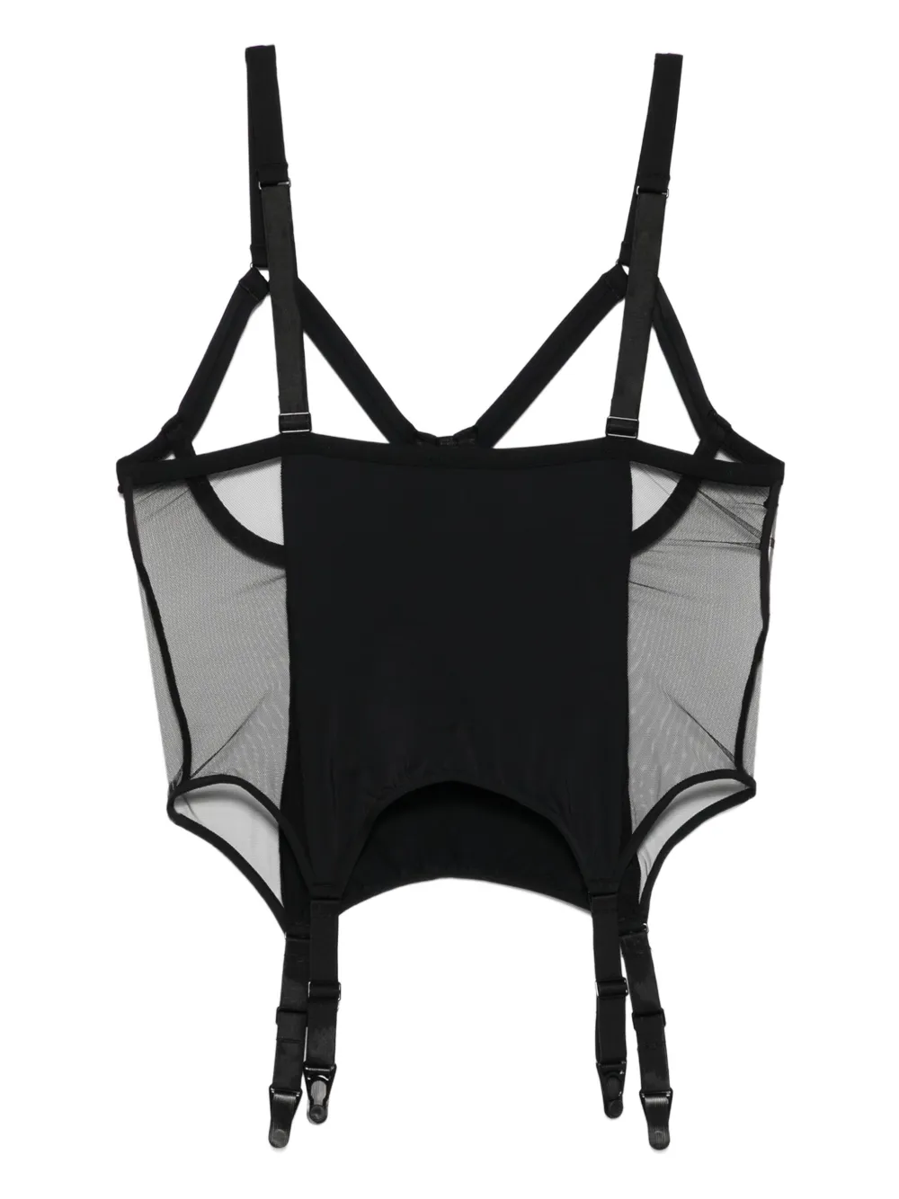 Maison Close Pure Tentation jarreteltop met mesh - Zwart